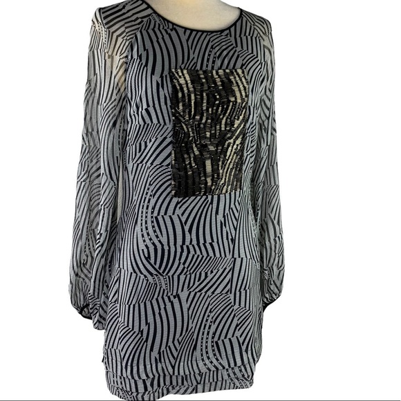Ted Baker London Abstract Zebra Pattern with Bronze Glass Beads Design Dress - Picture 1 of 16
